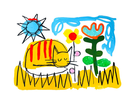 “Cat Sleeping In Garden” by Priscilla Moreno