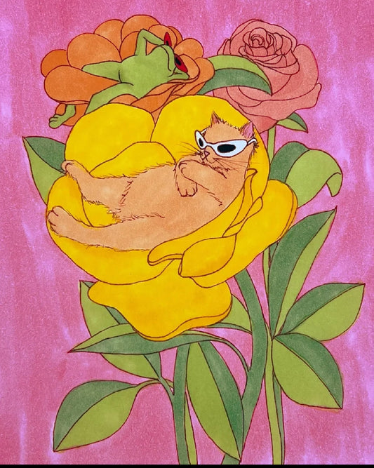 Kitty Frog Flower Love