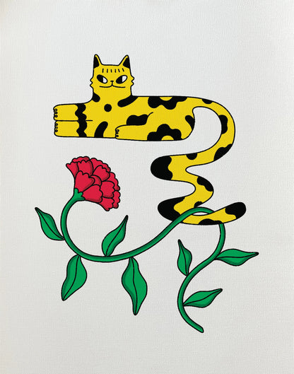 Cat & Carnation print