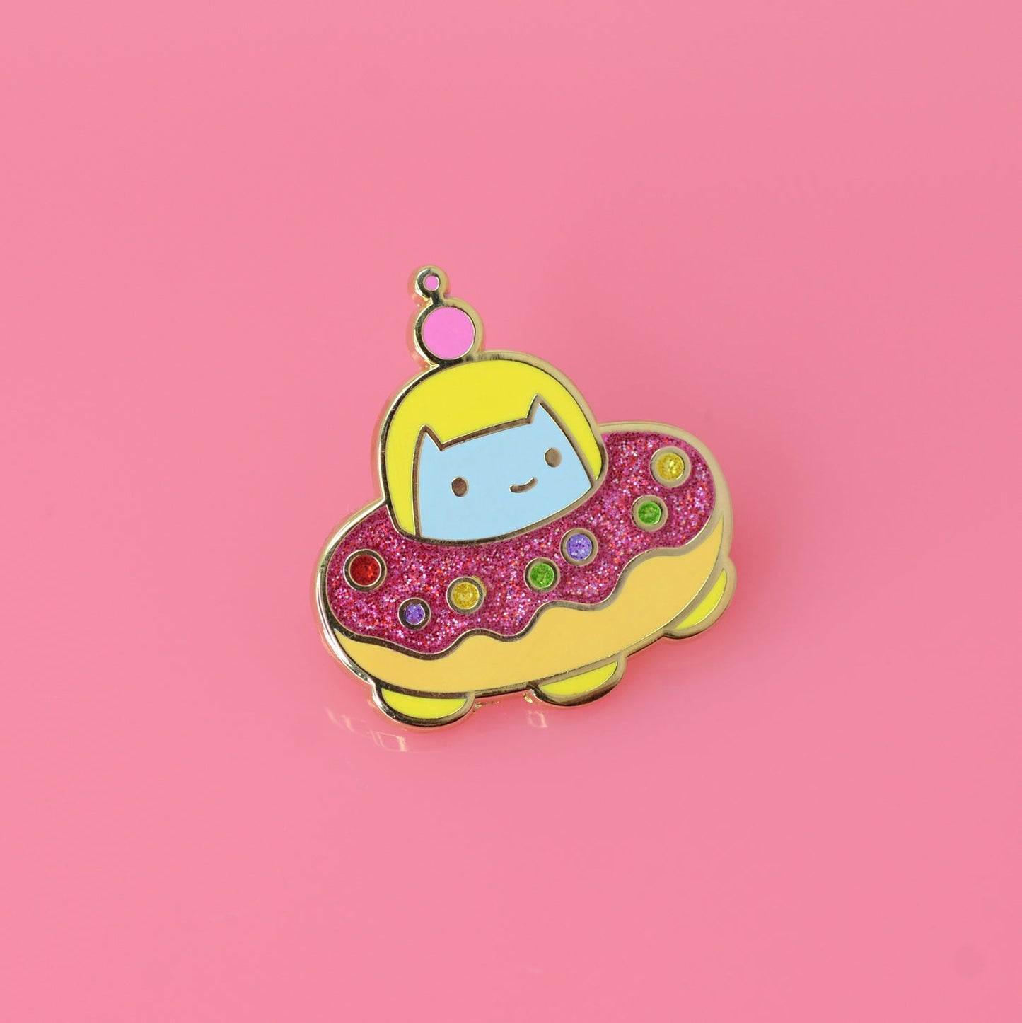 Commander Kitty Donut Space Ship Pin