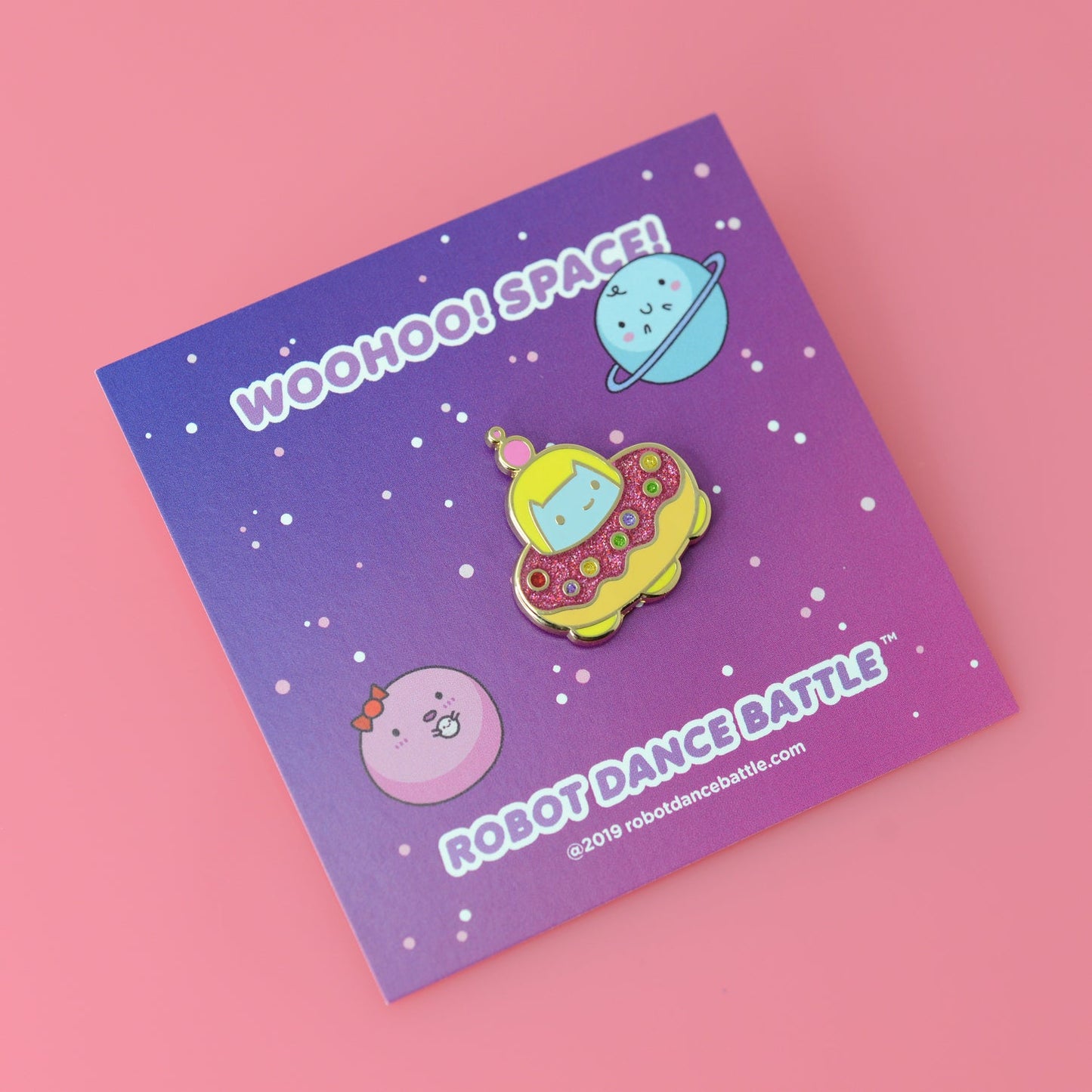 Commander Kitty Donut Space Ship Pin