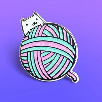 Yarnball Kitty Mint Enamel Pin