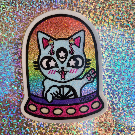 Rainbow Spaceship sticker