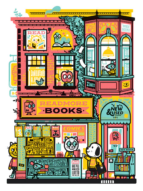 "Readmore Books" LARGE screen print