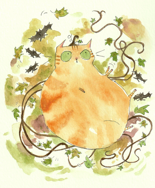 Pumpkin Kitty original watercolor