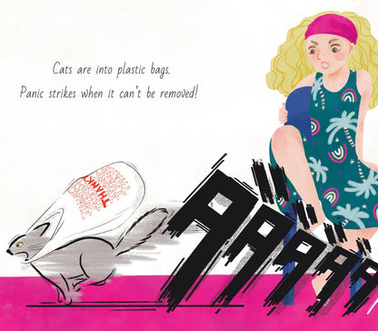 Seven Classic Cat Antics with Japanese Onomatopoeias