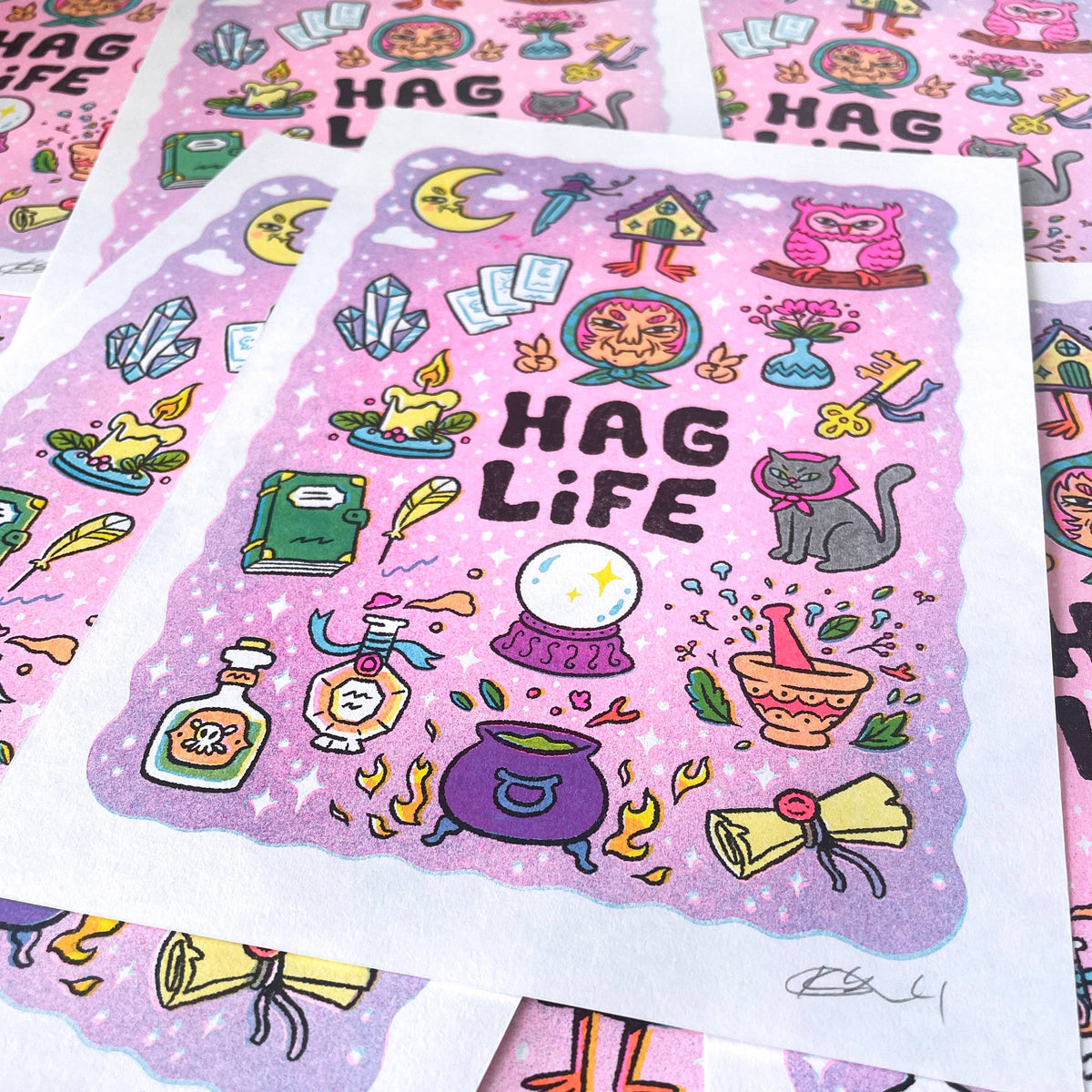 Hag Life - Riso Mini Print, Witch Yaga Art