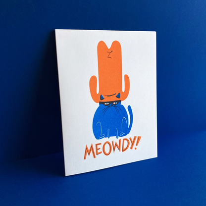 Meowdy Cat Fun Risograph Greeting Card