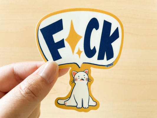 Smol Cat Big FCK Waterproof Vinyl Sticker