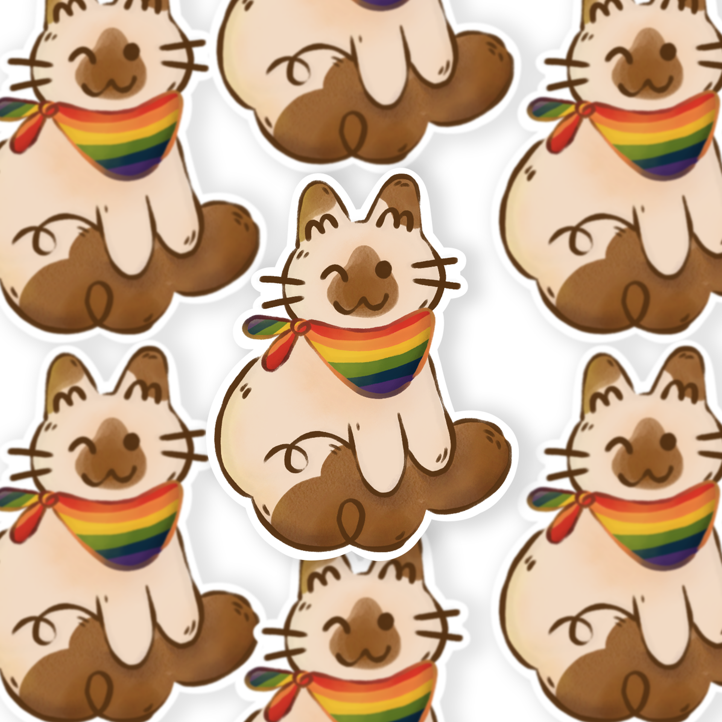 Rainbow Bandana Kitty Sticker