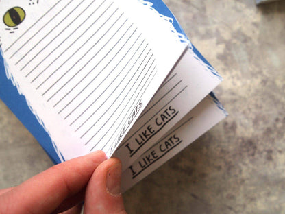 A6 Cat notepad, illustrated notepad, I like cats