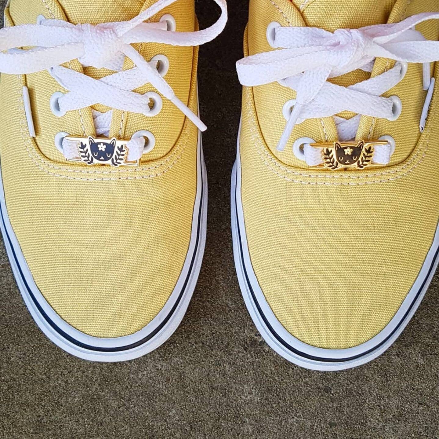 Black Cat Enamel Shoelace and Shoe Charms