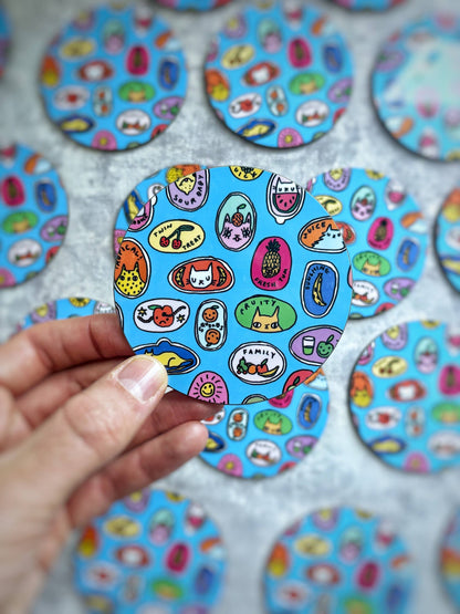 Fruity Cats Sticker Design Drinks Coaster