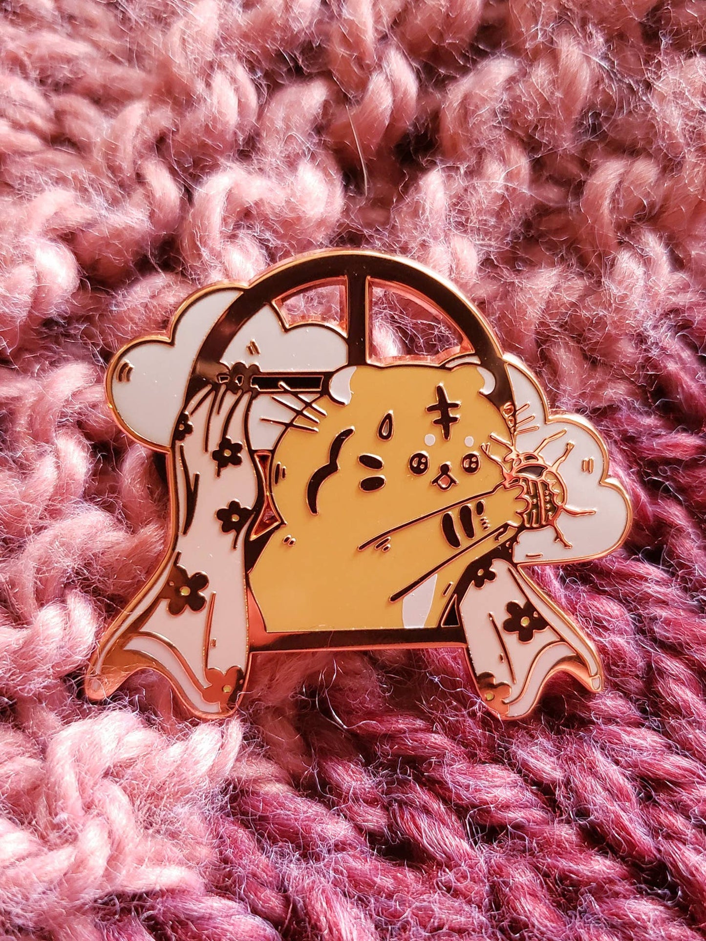 Camccat - Bug Catching Cat Spring Tiger Copper Plated Hard Enamel Pin