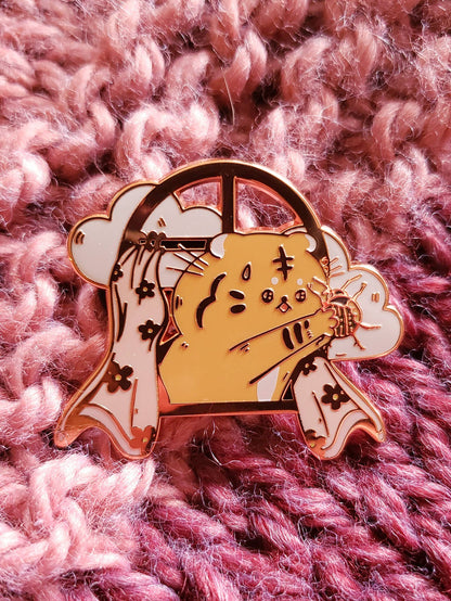Camccat - Bug Catching Cat Spring Tiger Copper Plated Hard Enamel Pin