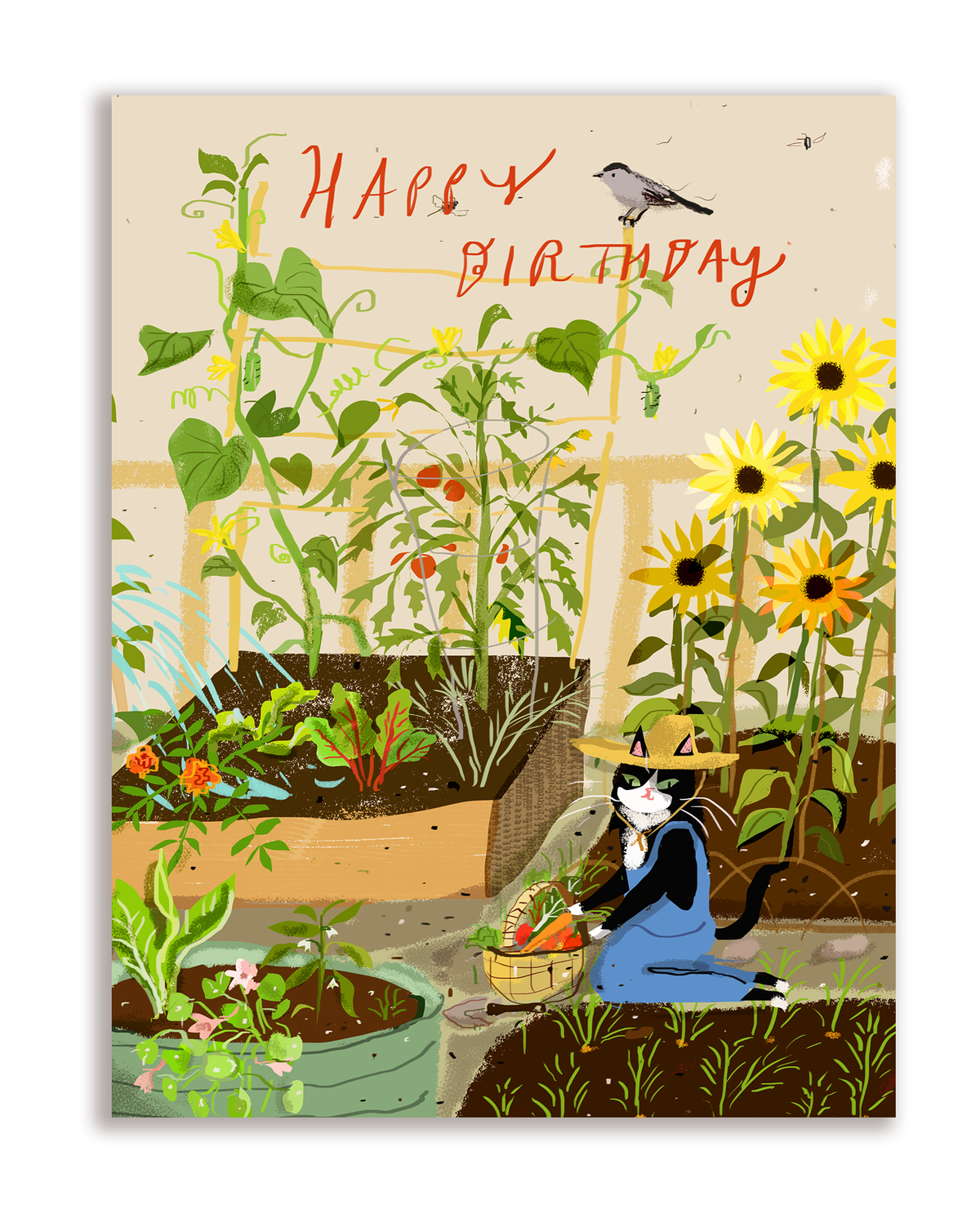 Happy Birthday Garden Cat Card