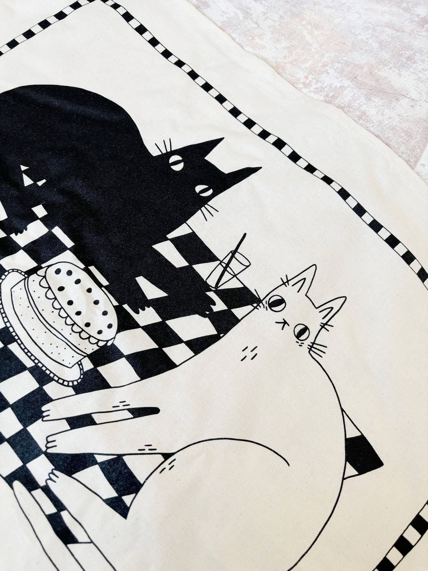 Picnic Cats Cotton Screen Printed Tea Towel