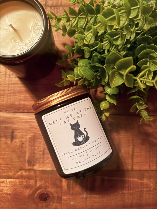 Bahati Pets - Meet me at the cat cafe - 8 ounce soy candle
