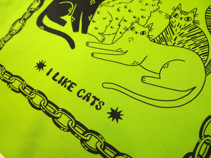 I LIKE CATS - All Cats Are Beautiful Cat Illustration green Tote Bag