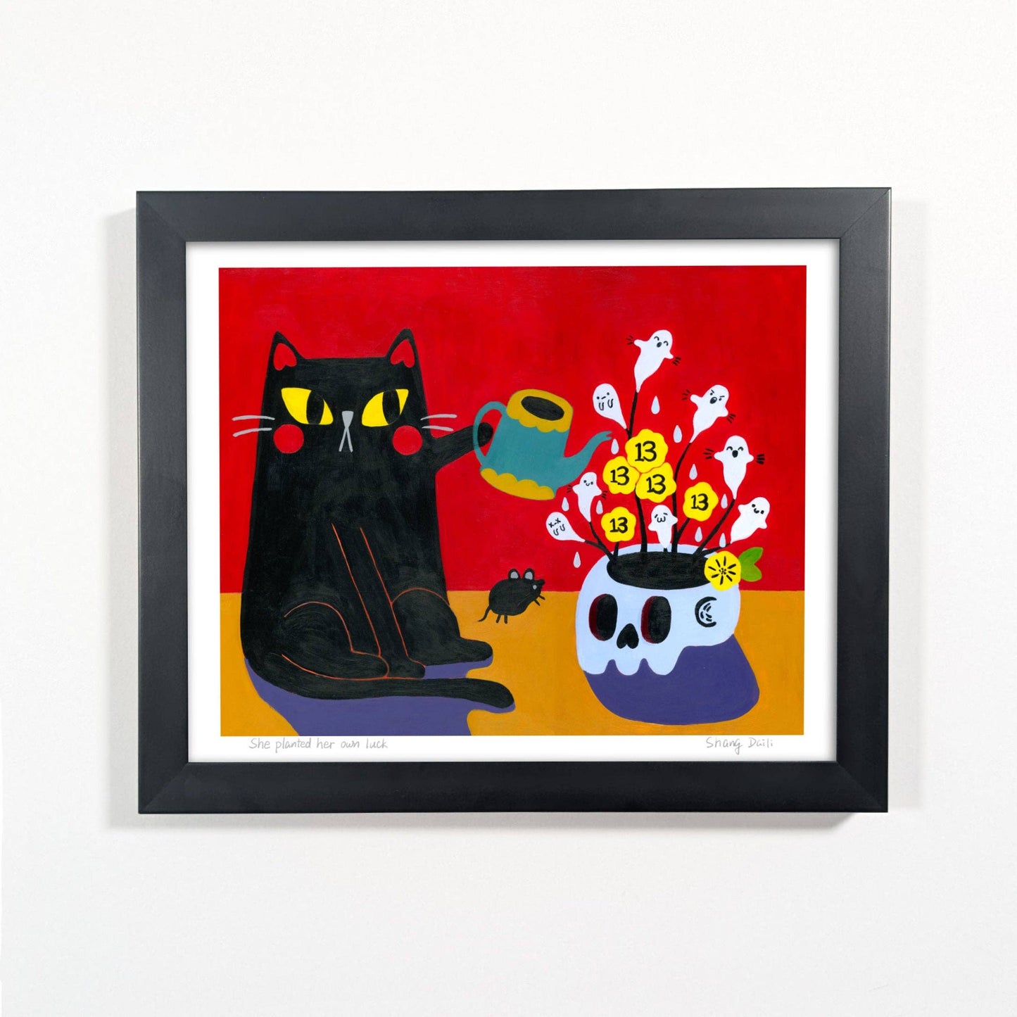 Cat Art Print - She planted her own luck