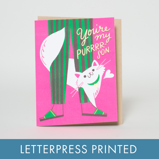 Egg Press Manufacturing - Cat Love Punny Letterpress Greeting Card by Hello!Lucky