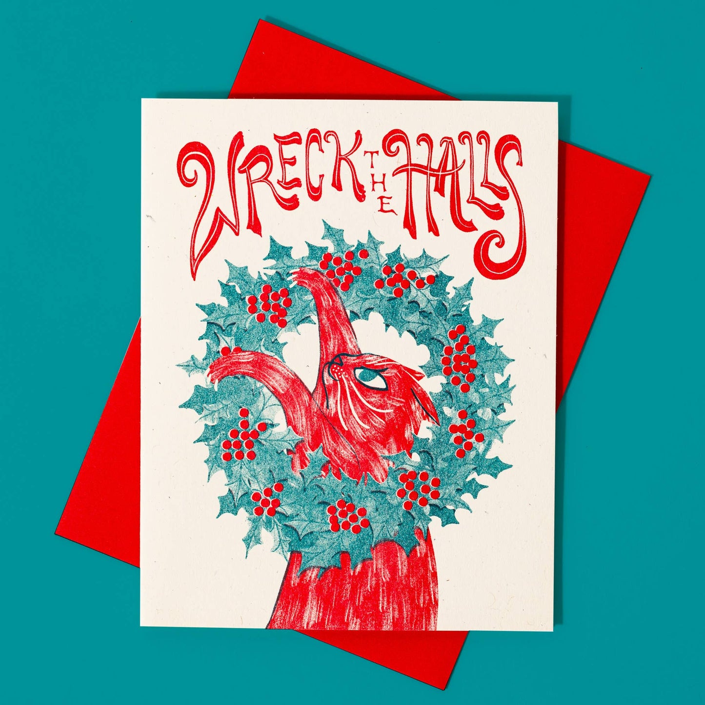 Wreck the Halls - Risograph Christmas Card