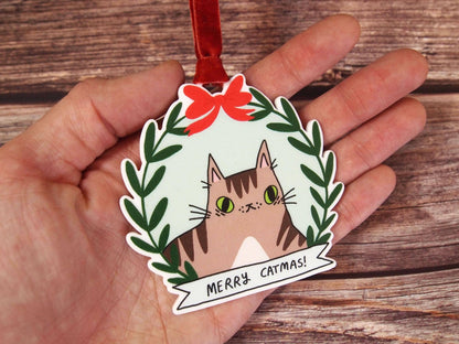 I LIKE CATS - Tabby Cat Christmas Tree Ornament Decoration