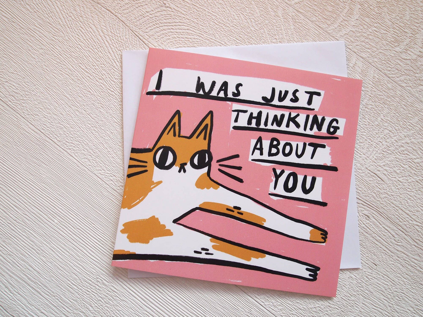Thinking of you Cat Notecard Blank Greetings Card