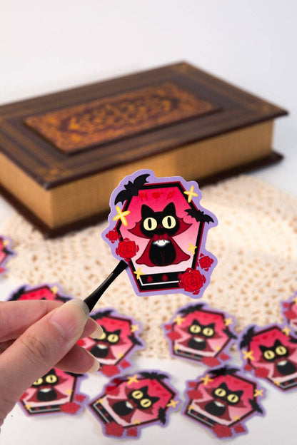 MikouArt - Vinyl Sticker | Tamagotchi Vampire Cat | 3 inch | Waterproof & Fade-Resistant