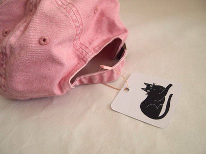 Cat face I Like Cats embroidered washed pink vintage style baseball cap