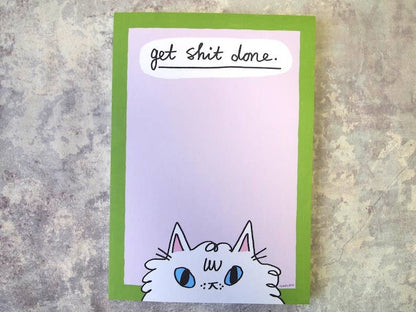 Get S- Done funny Cat Notepad