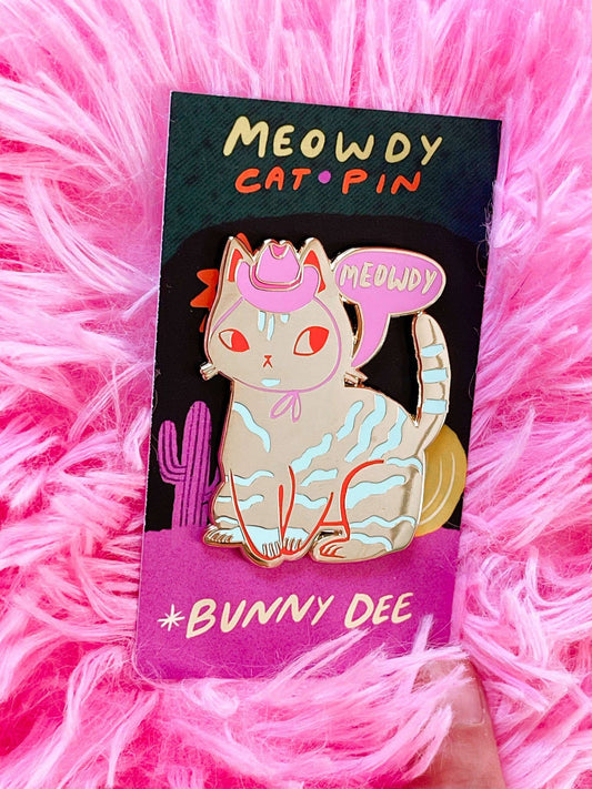 Meowdy the country cat hard enamel pin