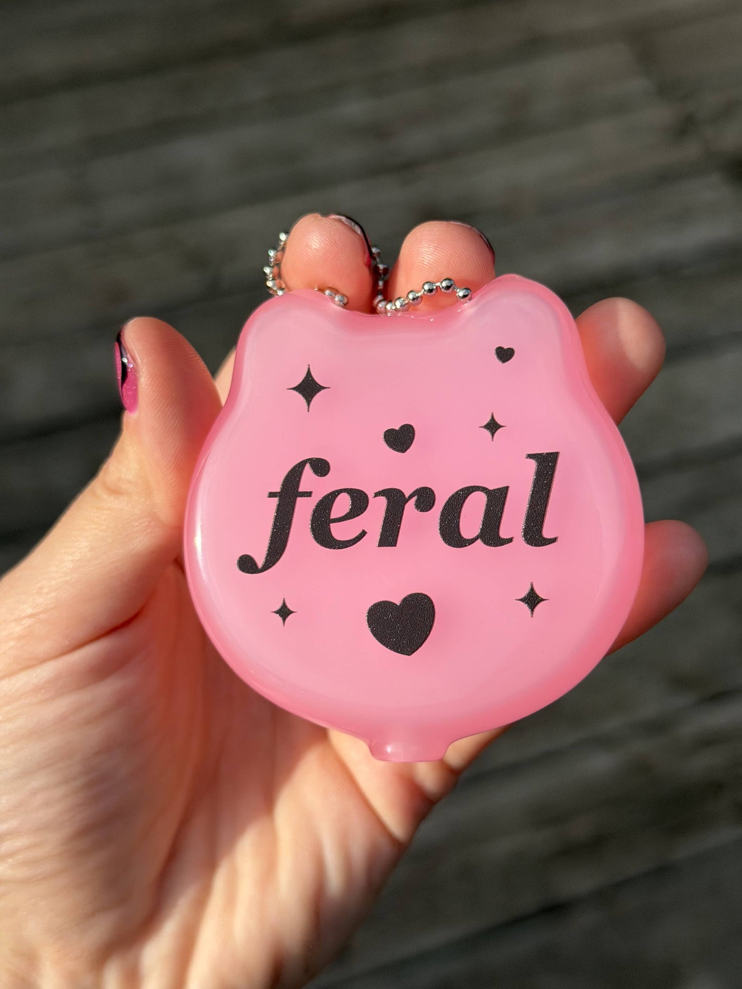 Rubber Cat Coin Purse - Feral (Translucent Pink)
