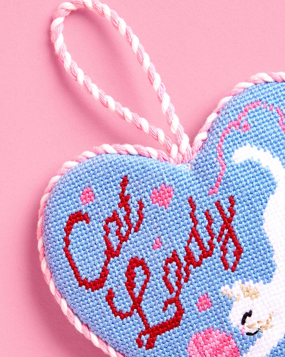 Cat Lady Needlepoint Ornament | christmas, cat, heart