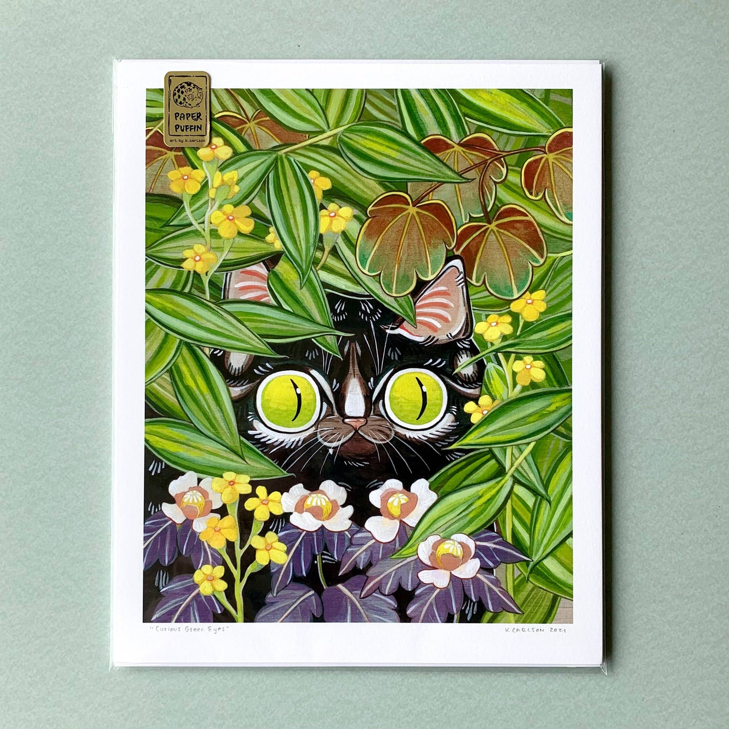 Paper Puffin - Curious Green Eyes Print