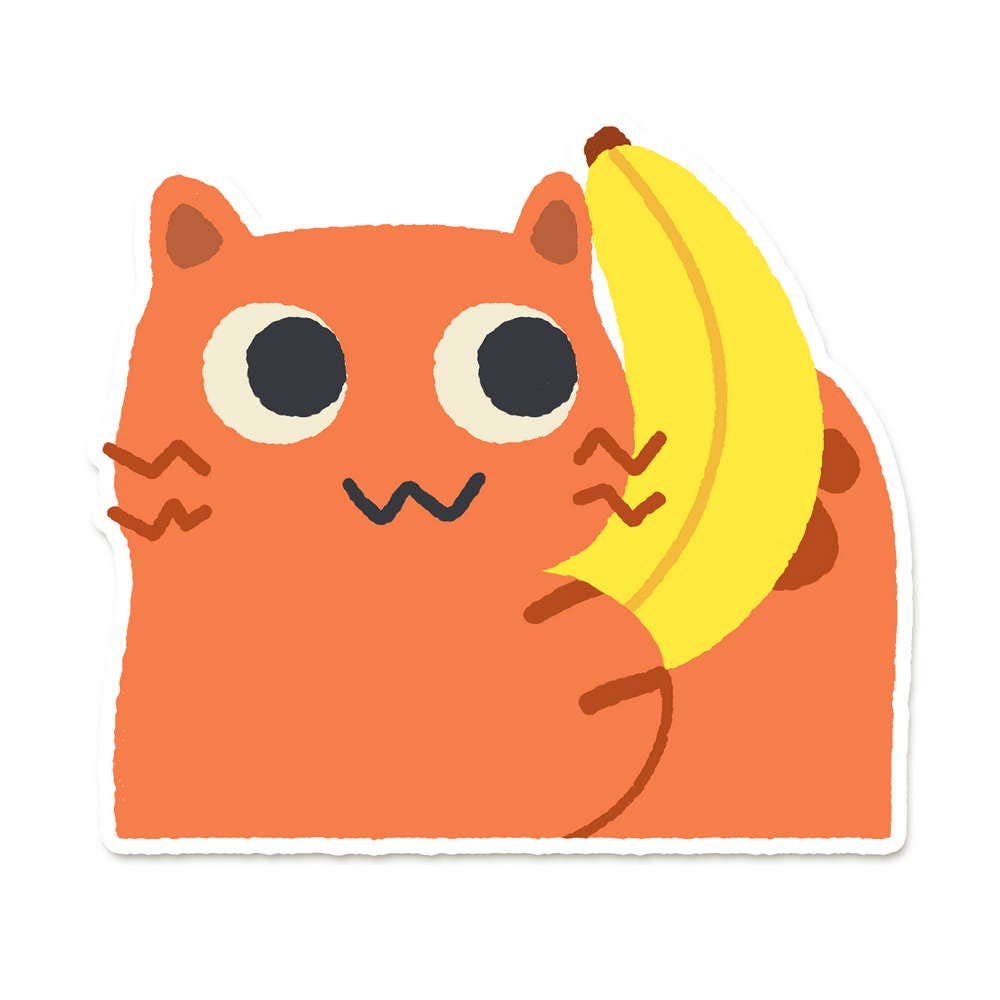 Banana Phone Orange Cat Vinyl Sticker