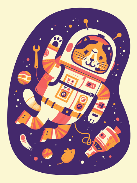 "Astrocat" 18"x24" astronaut cat print