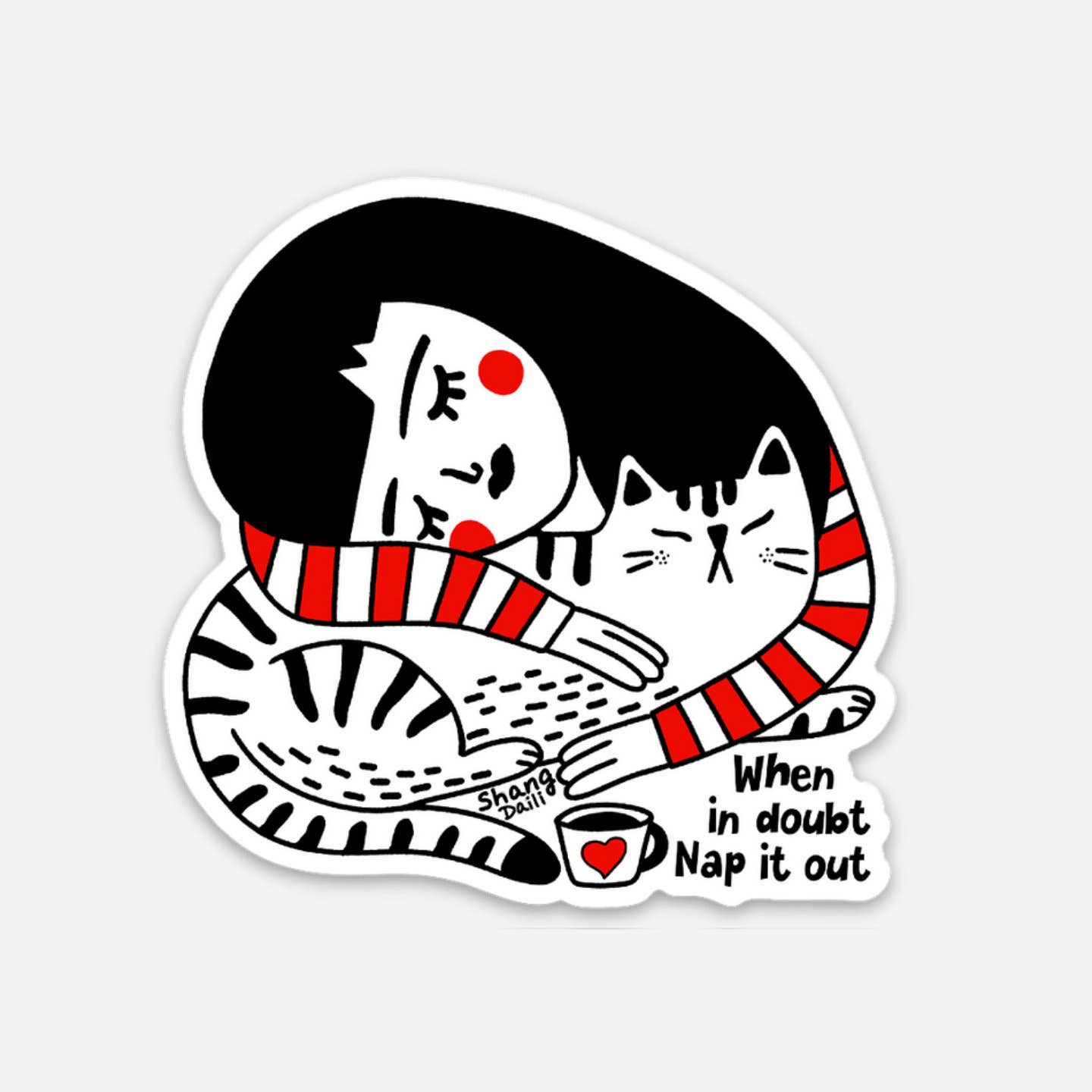 Cute cat sticker - When in Doubt, Nap it Out