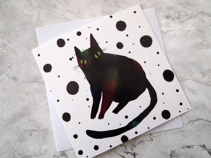I LIKE CATS - Black Cat Illustrated Greetings Card