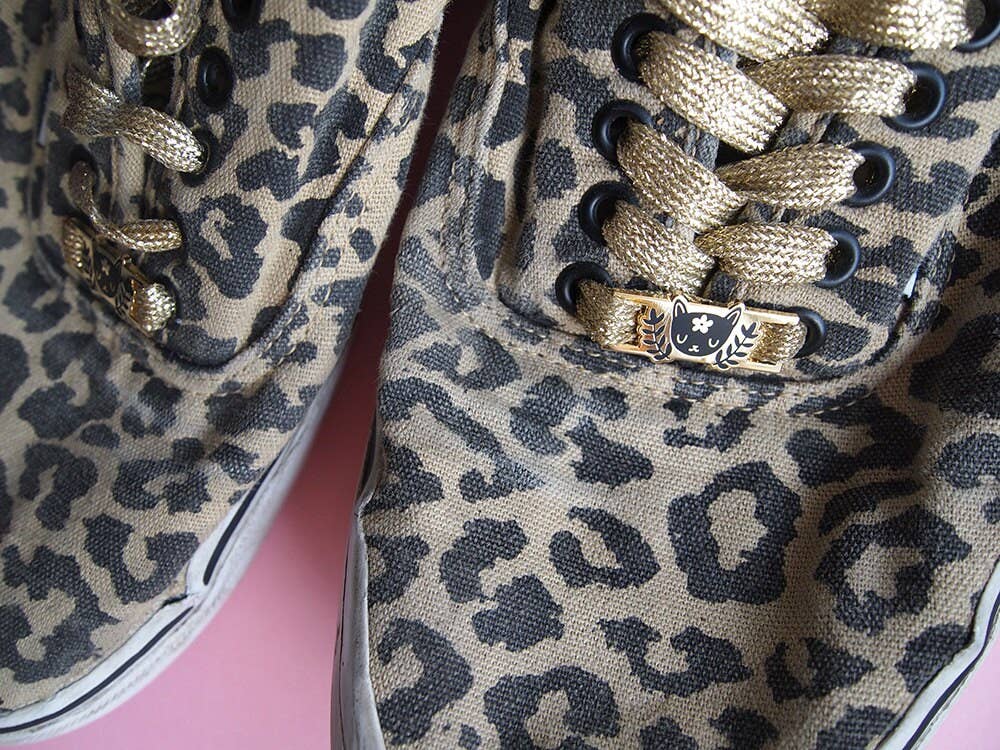 Black Cat Enamel Shoelace and Shoe Charms