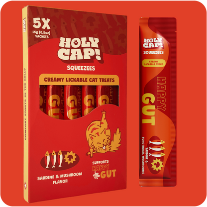 HOLY CAP Squeezees Happy Gut Lickable Treats, 5pc