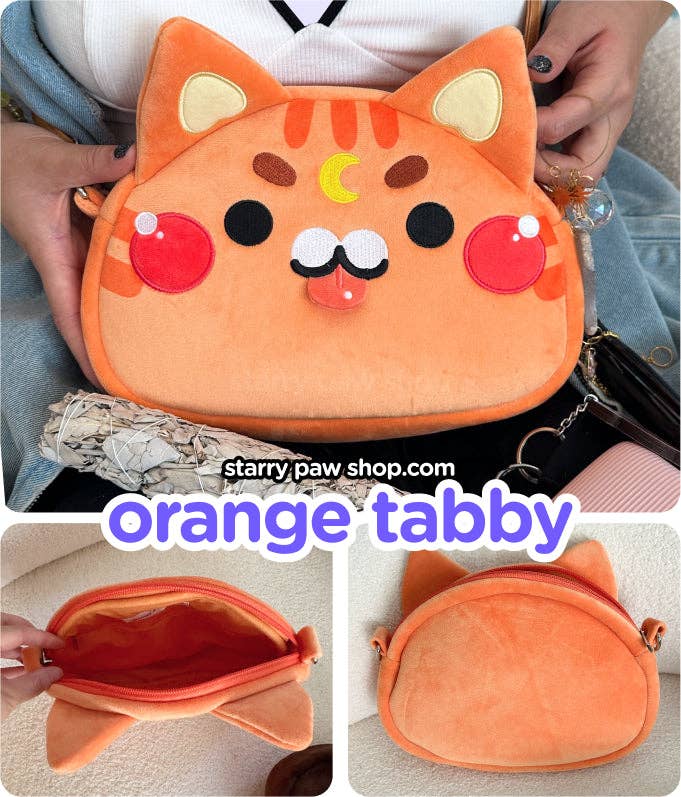 Moon Cat Crossbody Bags with leather strap