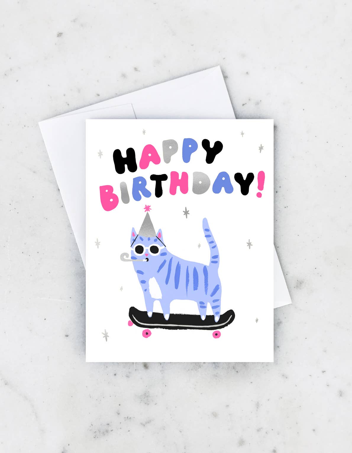 Skater Cat Birthday Card