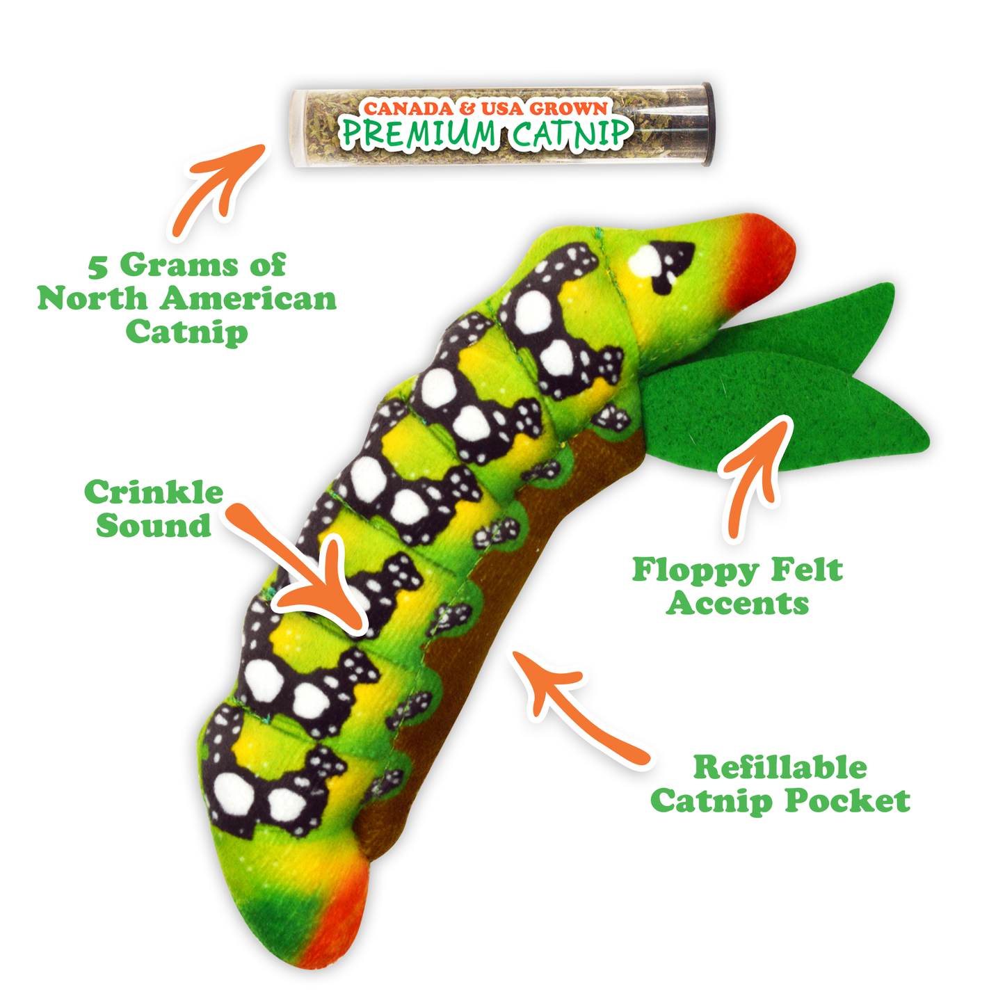Meowijuana - Get Sprung Hungry Caterpillar Refillable Catnip Cat Toy