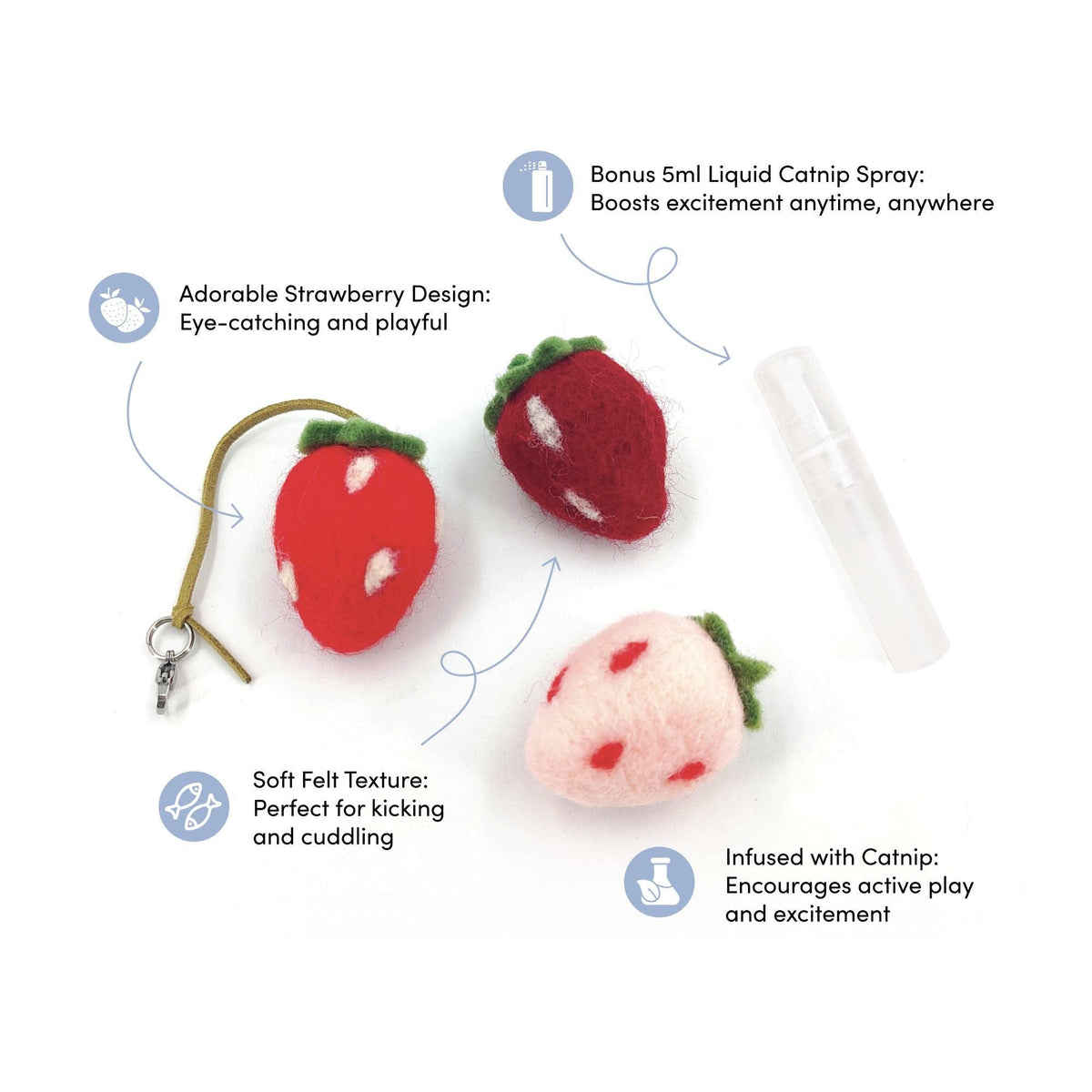 Strawberry Felt Kicker Cat Toy