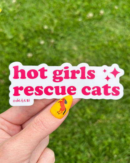Hot Girls Rescue Cats Vinyl Sticker