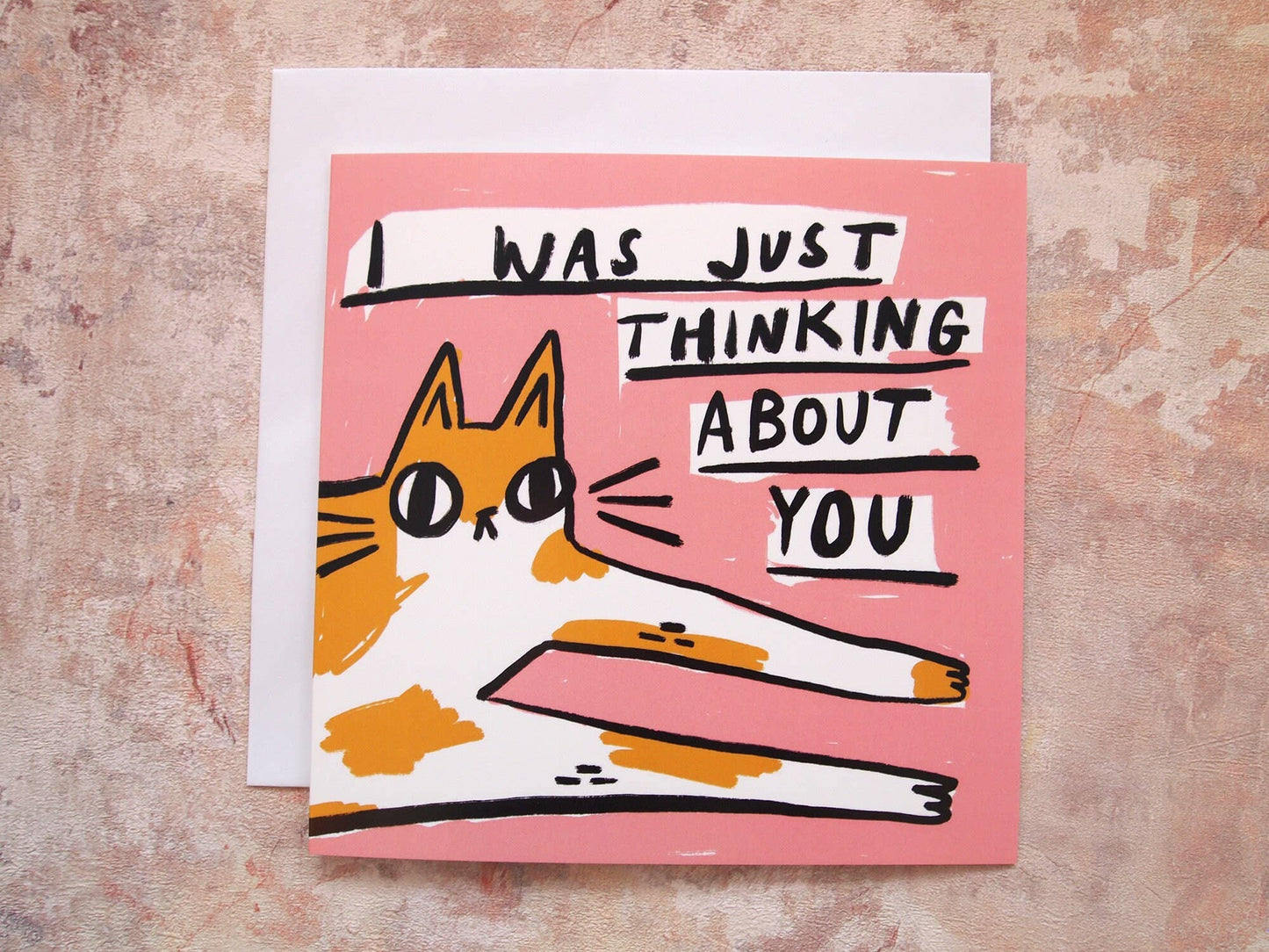 Thinking of you Cat Notecard Blank Greetings Card