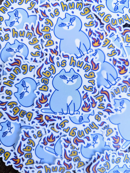 lauradzeng - "Baby Is Hungry" Cute Funny Cat Vinyl Sticker