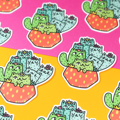 Turtle's Soup - Cactus Cats Cacti Garden Animal Planter Pot Vinyl Sticker