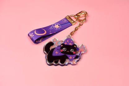 Frazzled Wizard Cat Keychain